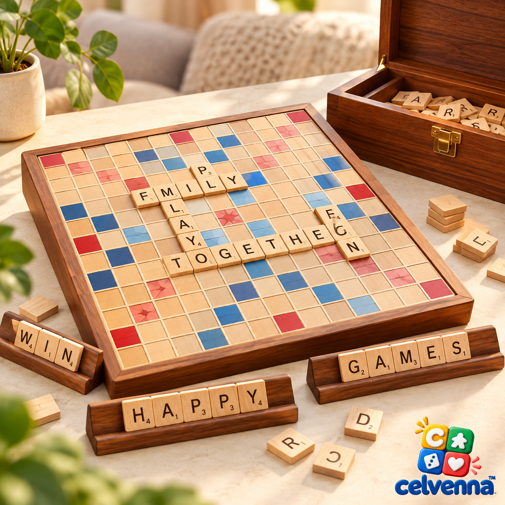 Wooden Family Word Tile Game Set