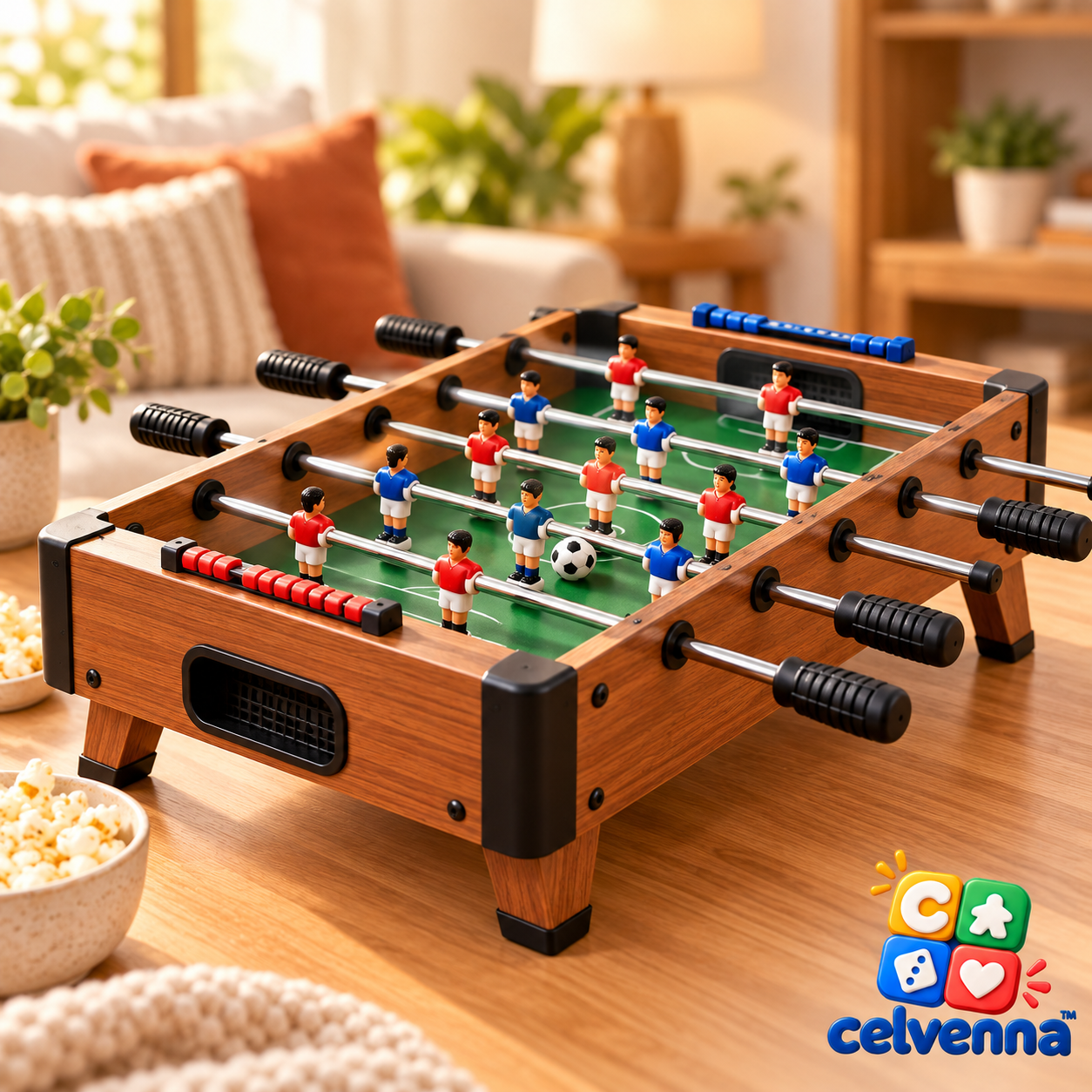 Wood-Finish Tabletop Foosball Game
