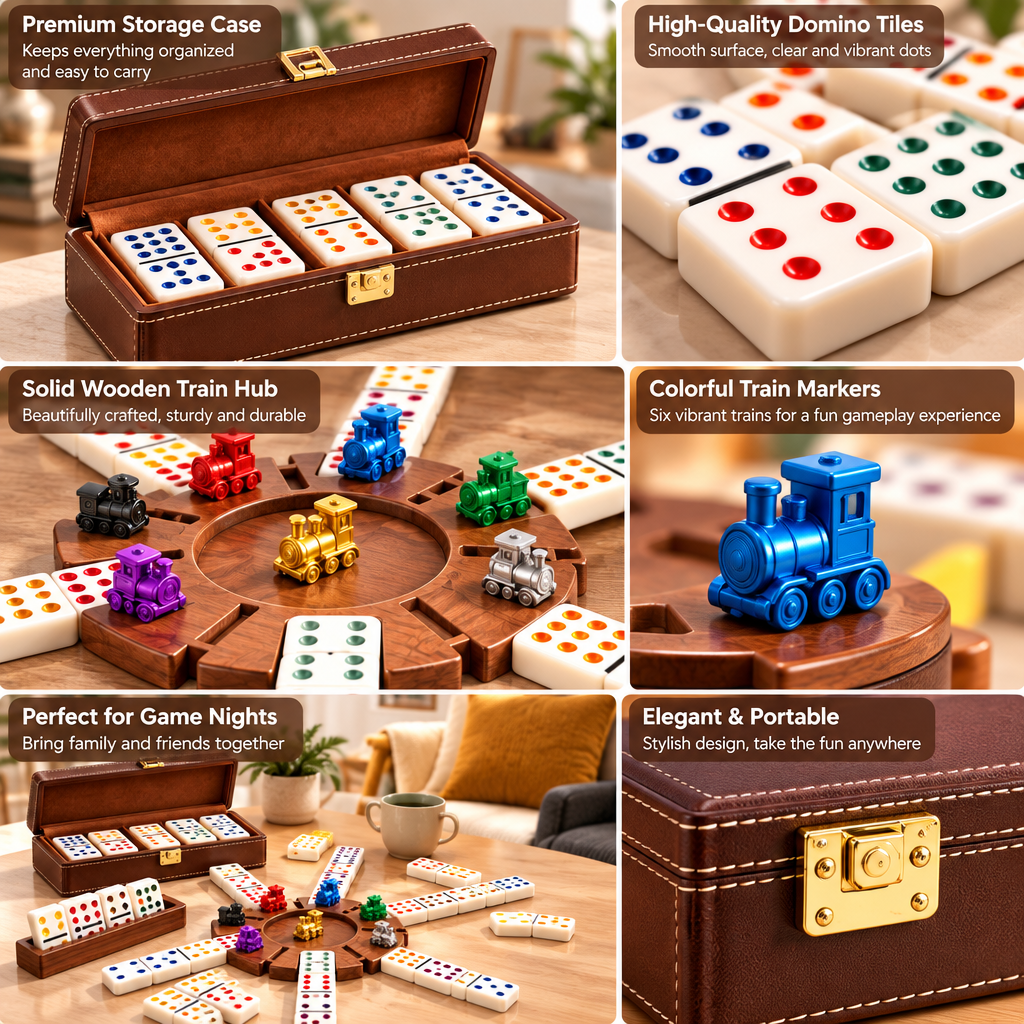 Deluxe Mexican Train Domino Set feature details