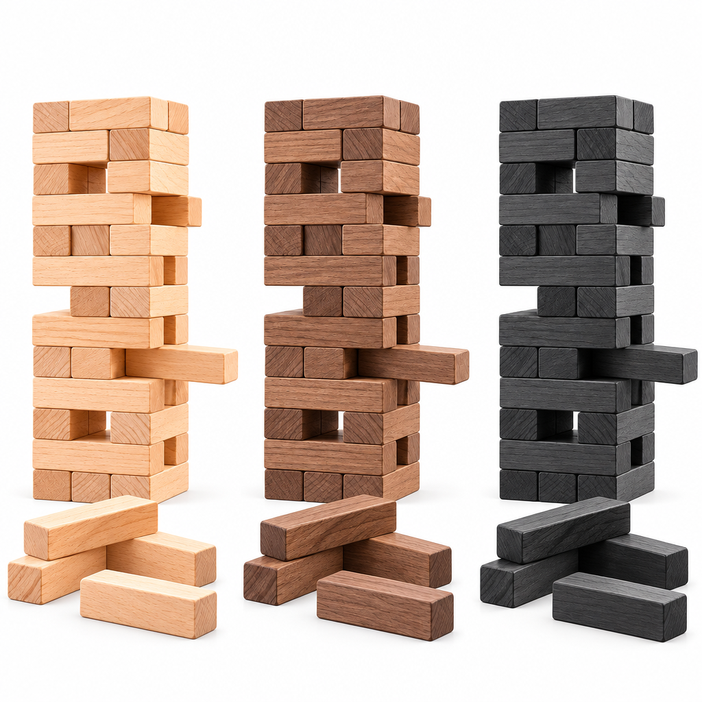 Natural Wood Tumbling Tower Game additional view