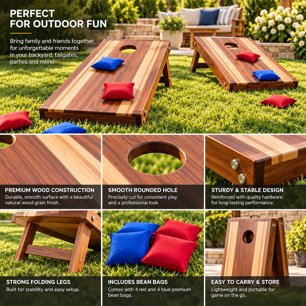 Premium Wooden Cornhole Toss Set