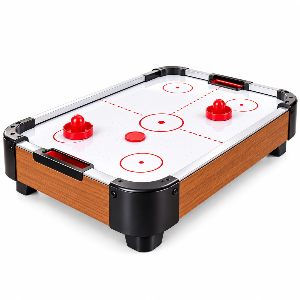 Wood-Finish Tabletop Air Hockey Game