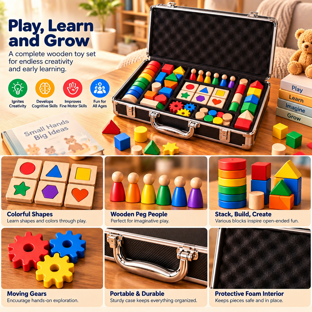 Colorful Wooden Learning Activity Case