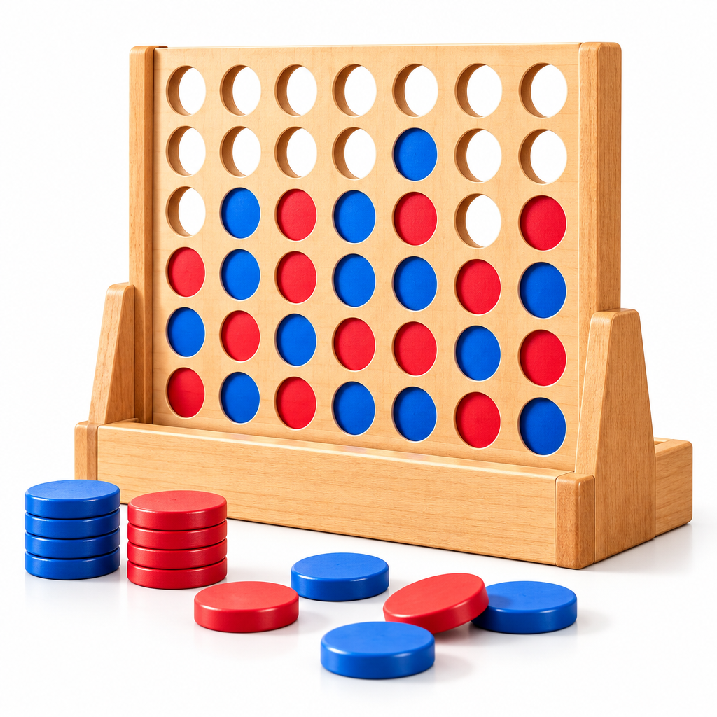 Wooden Four-in-a-Row Strategy Game