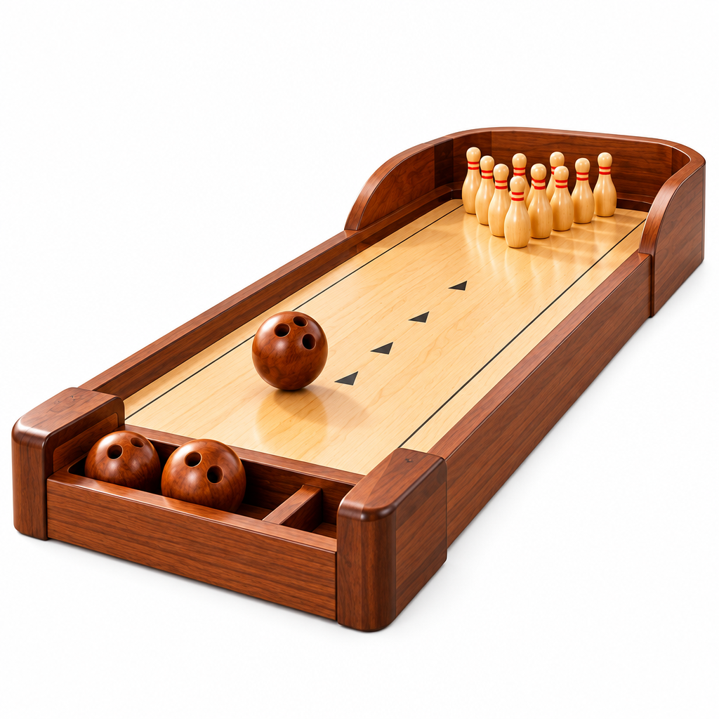 Wooden Tabletop Bowling Game Set