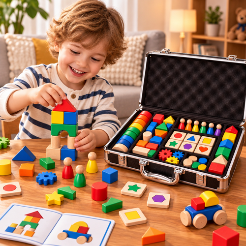 Colorful Wooden Learning Activity Case