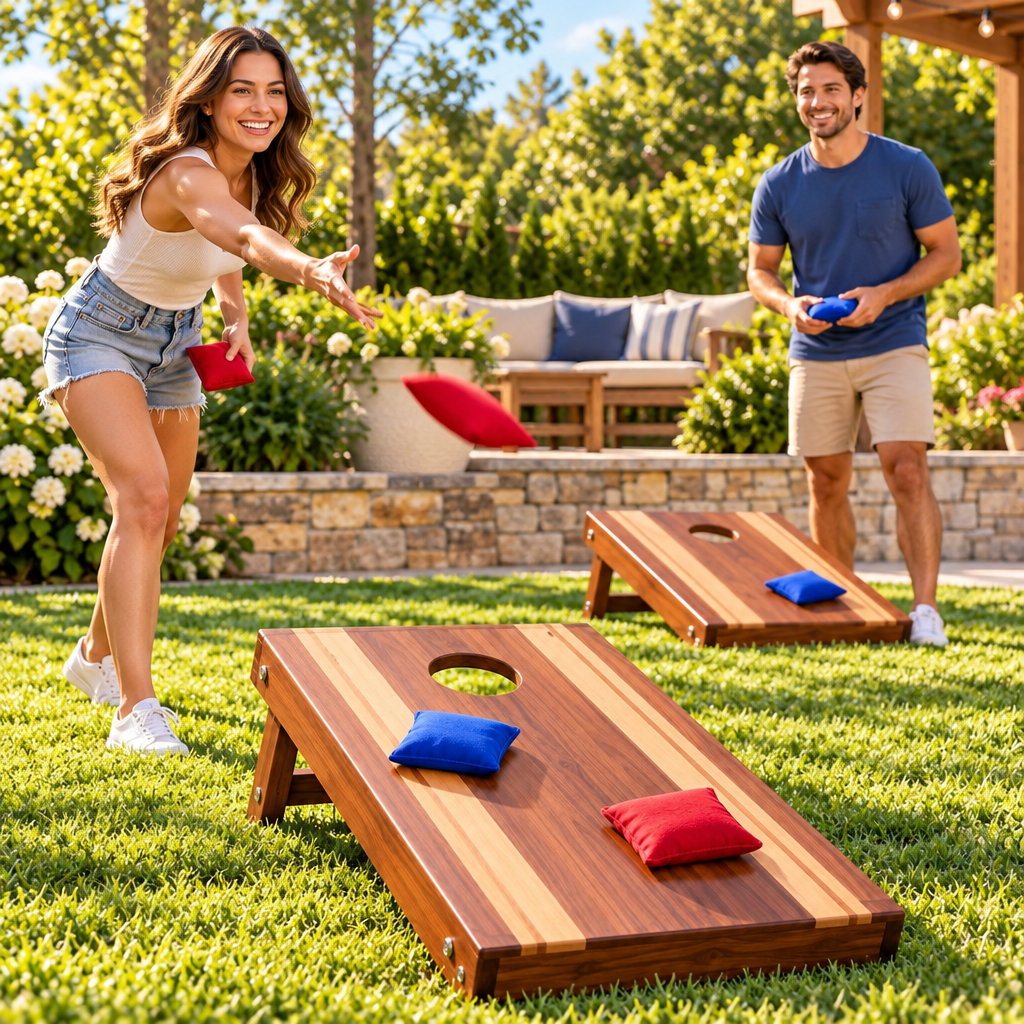 Premium Wooden Cornhole Toss Set lifestyle