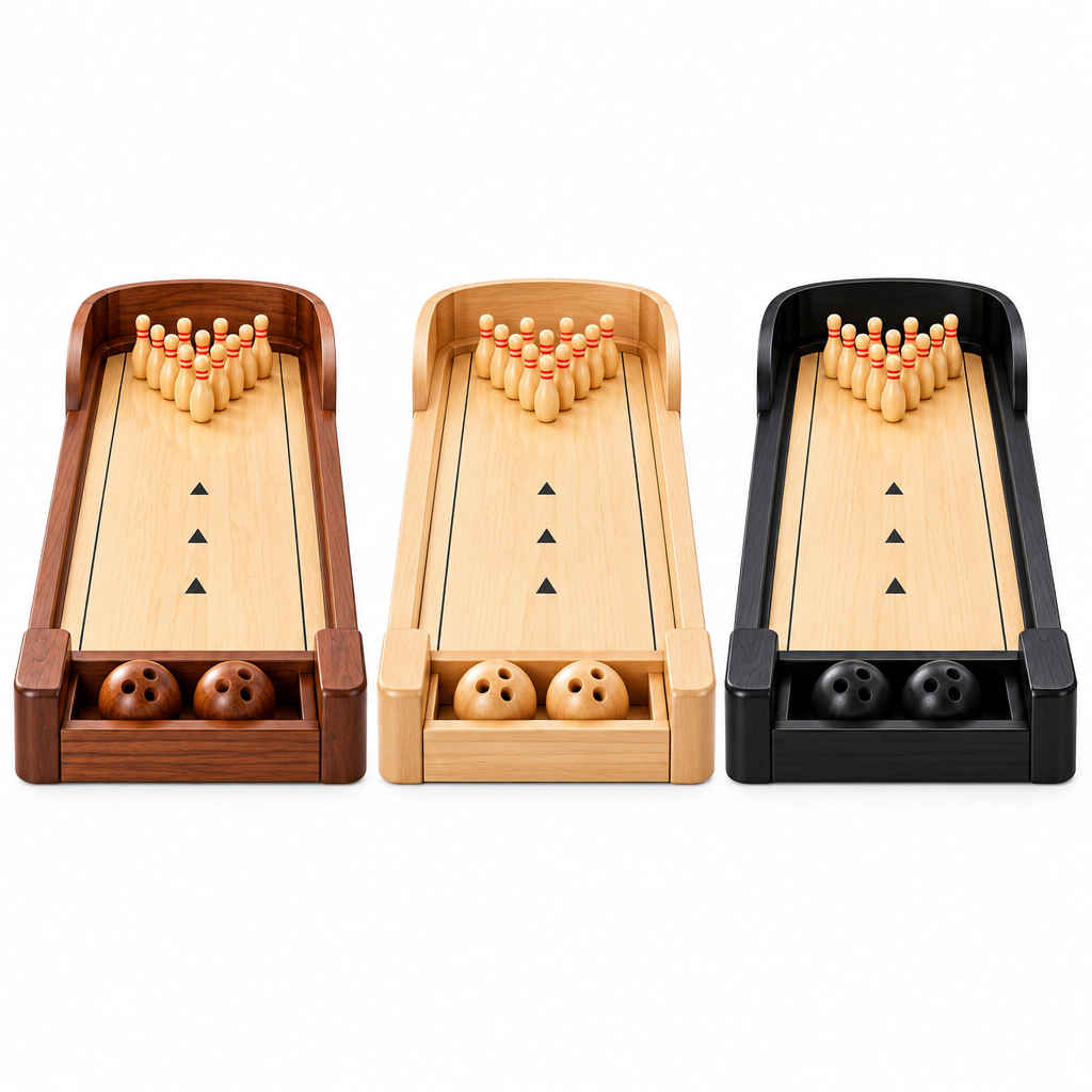 Wooden Tabletop Bowling Game Set
