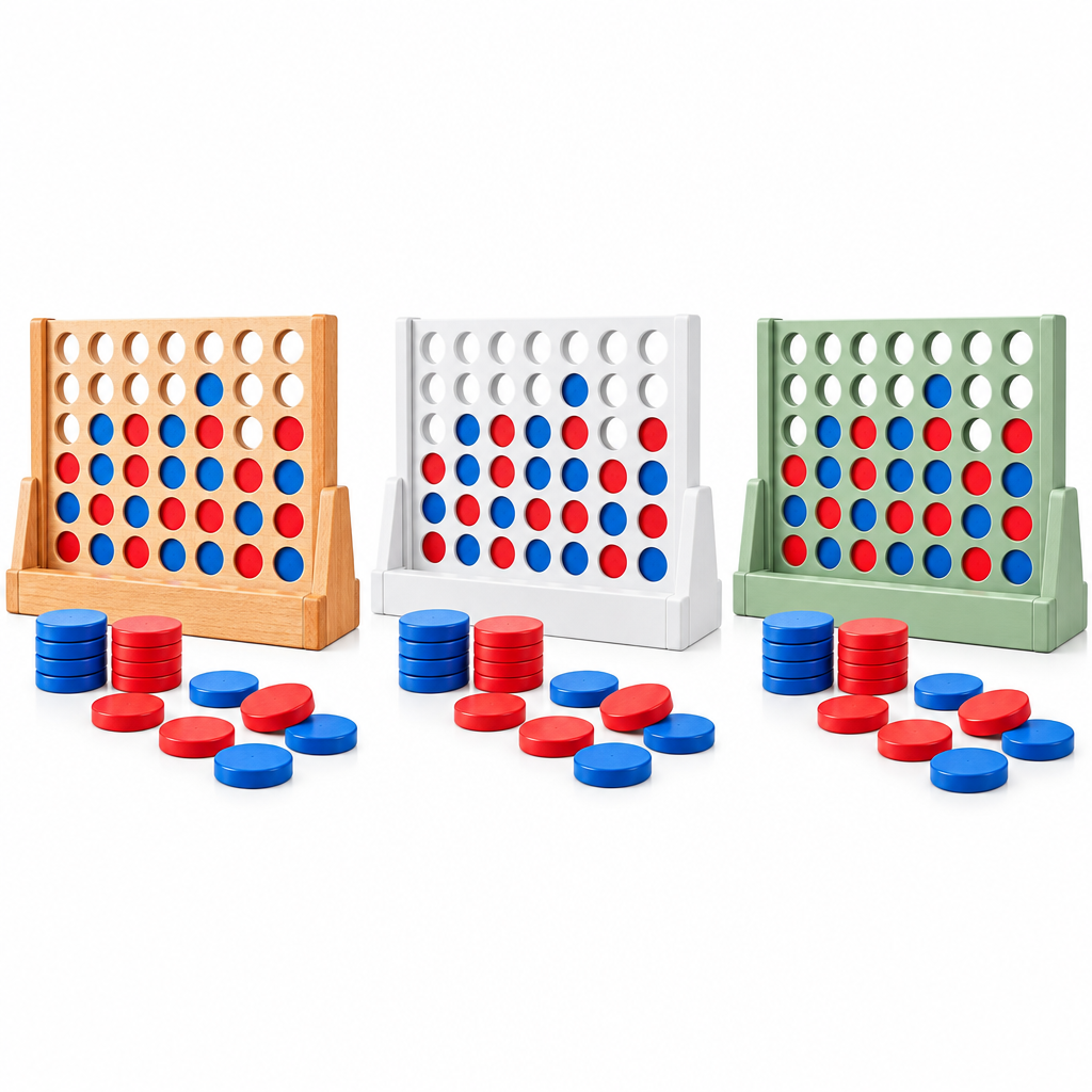 Wooden Four-in-a-Row Strategy Game