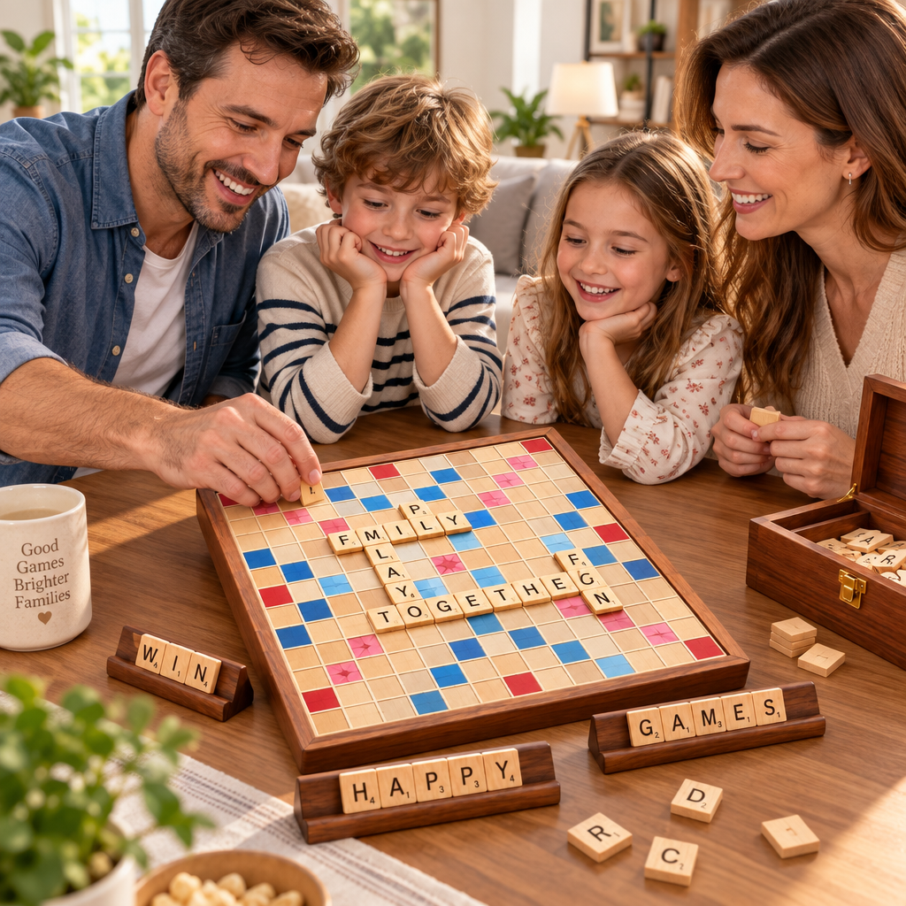 Wooden Family Word Tile Game Set lifestyle