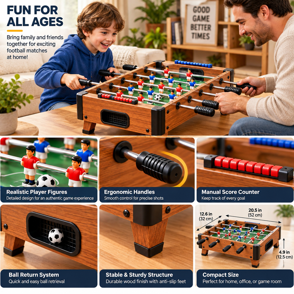 Wood-Finish Tabletop Foosball Game
