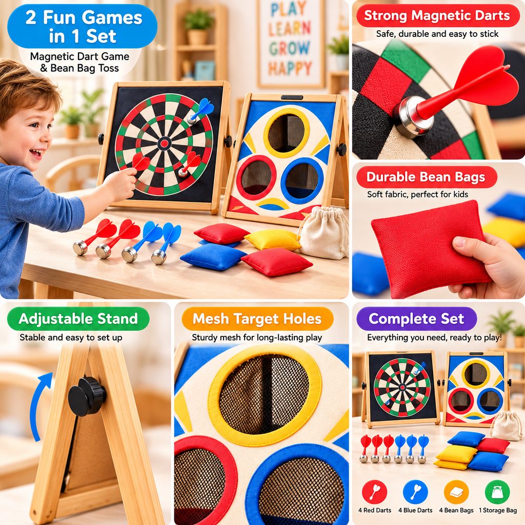 2-in-1 Magnetic Darts & Bean Bag Toss Set